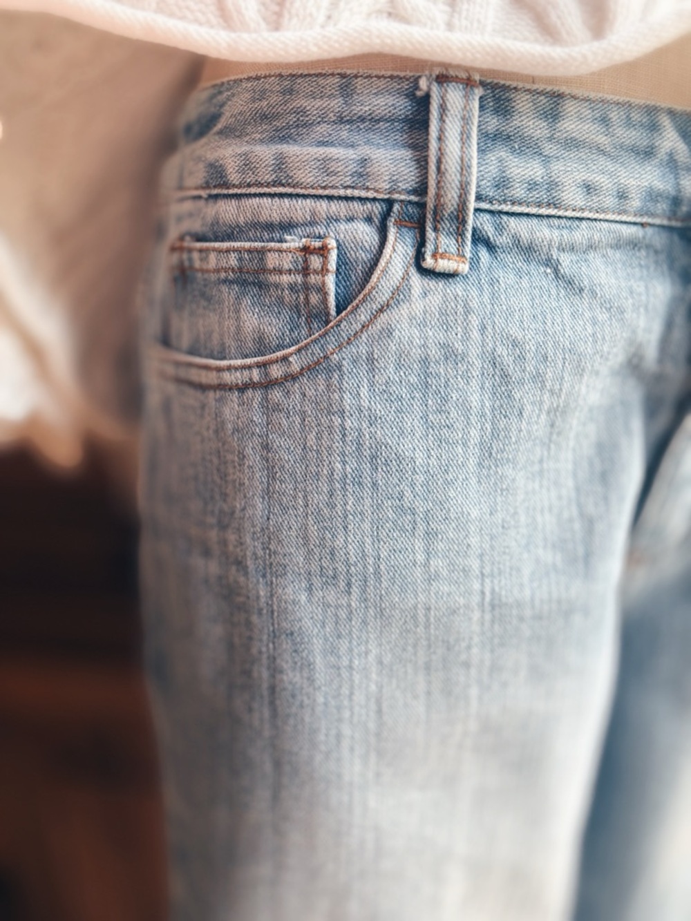 OOAK Artisan Upcycled Bleach Wash Patchwork Cropped Jeans 6P - Picture 4 of 12